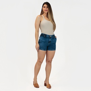 Shorts Jeans Imporium Feminino Cós Alto Cintura Alta com Elastico na Parte Trazeira (3)