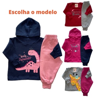 Conjunto Bebê Moletom Menina Escolha o Modelo Grosso Frio Inverno Infantil Criança Fashion Acessório