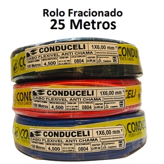 Fio Elétrico Cabo Flexível Antichamas 6mm 25 Metros