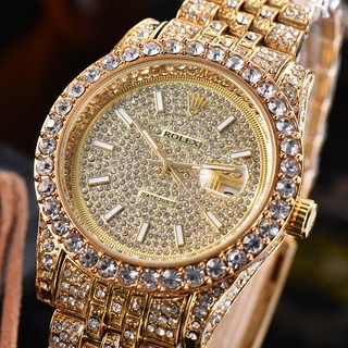 Relógio Rolex Masculino Luxo Quartzo Pulseira De Aço Full Diamond ROL