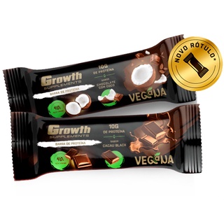 Barra de Proteína Vegana Growth Bar com Recheio - 12un x 40g cada (480g) - Growth Supplements