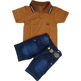 Conj Polo Infantil Com Shorts Com Elastano E Cinto (1)