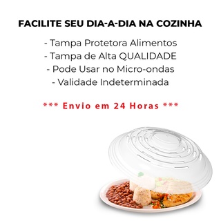 Tampa Protetora Alimento Comida Microondas Plástico Resistente Proteção Cozinha - Envio Imediato (2)