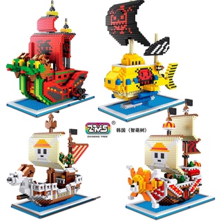 ZMS Mini Blocos One Piece Corsário DIY Brinquedos De Construção Navio Pirata Juguetes Mil Sunny Barco Feliz Dos Desenhos Animados Presentes Miúdos 72Ot