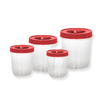Kit Potes Mantimento Plástico Redondo Transparente Tampa C/Rosca 4 Unidades (3)