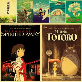Miyo Kayao Adesivo Spirited Away Tonari No Totoro Anime Retro Poster Pintura Arte Da Parede Para Sala De Estar