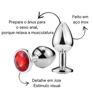 Plug Anal Redondo Pedra Cristal Aço Inox - Tamanho P - Sex Shop (2)
