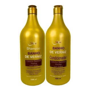 Kit de Tratamento Profissional Banho De Verniz Hair Plus (Shampoo e Condicionador 1L) Naxos