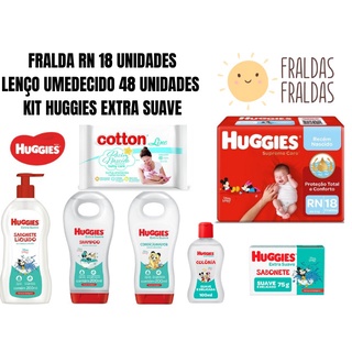 Kit Higiene Huggies com fralda RN e lenço umedecido