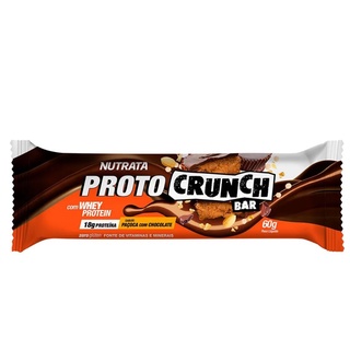 Proto Crunch Bar (60g) - Nutrata - Suplemento em Barra de Proteína Sabor Paçoca com Chocolate