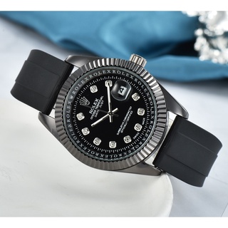 Pulseira Rolex Diamante Borracha Classic Business Casal 40mm Relógio