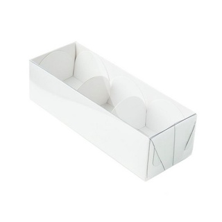 Caixa 3 Doces Branca com Tampa Transparente Nº3 (12x4,5x3,5cm) 10 unidades - Kafe Embalagens