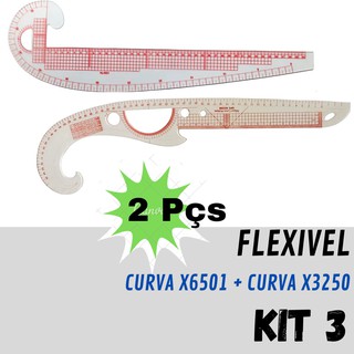 Kit 2 Regua Patchwork Modelista Costura Criativa Flexivel X3250 e X6501
