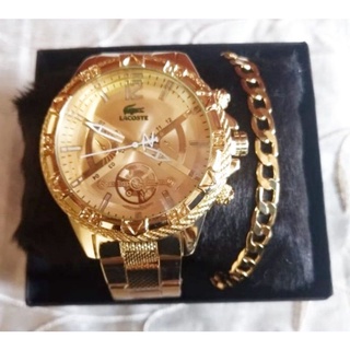 Relógio Lacoste Masculino Dourado com Pulseira (1)