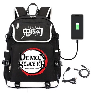 Anime demônio slayer kamado nezuko usb mochila saco de viagem livro sacos de escola cosplay masculino estudante escola pacote mochilas presente