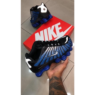 Tenis Nike shox 12 molas masculino azul e preto com amortecimento Lançamento. (7)