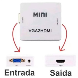 Mini Adaptador Conversor Vga para Hdmi Hd Pc Monitor Com Audio Som