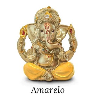 Estátua Ganeshinha Dourado (5cm), Sabedoria, Fortuna, Mini Ganesha