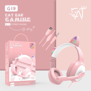 G19 Headset Fone Gamer Rosa Gatinho Pc Com Microfone active (7)