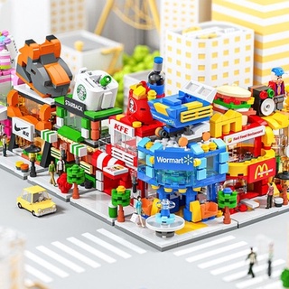 164 Pçs Mini Lego City Street View Blocos De Construção Mcdonal Casa Modelo blocos de montar Compatível Com Lego