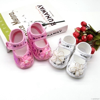 Sapato Infantil Feminino Florido Sola Flexível De Algodão Para Recém-Nascido 0-18 Meses