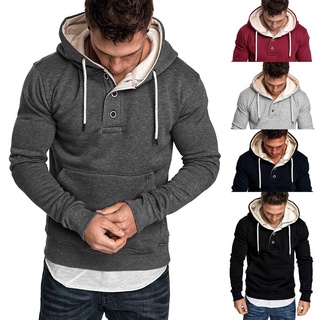 Men's Autumn Spring Solid Color Long Sleeve Hoodies Sweatershirt Tops Shirt