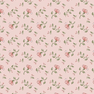 Tricoline Mini Floral Campestre Rosa, 100% Algodão, Unid. 50cm x 1,50mt