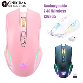 Onikuma CW905 Pink Mouse RGB Wireless Mouser Gamer Rechargeable Computer Mice with RGB Backlit 5 Adjustable DPI 3600