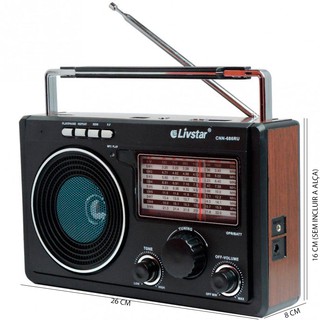 Radio Am Fm Com Usb pilha 110v 220v Recarregavel e Bluetooth