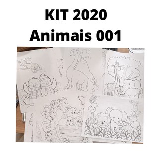 20 Desenhos para colorir- folha A4 - 001 - animais - coordenação motora