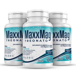 3 Maxxmag 5 Magnésio Treonato Dimalato Quelato Cloreto Óxido