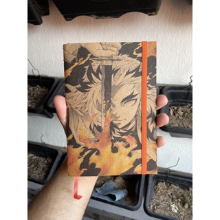 Sketchbook Caderno Demon Slayer Kyojuro Rengoku Espada com Elástico e Marca Página