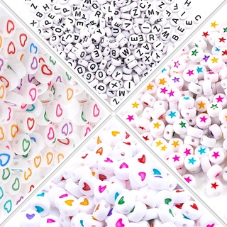 100 Pcs Mix Carta Acrílico Alfabeto Quadrado Cubo Colar End Beads Jóias Espaçadores Brincos Pulseira Diy Acessórios Branco