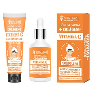 Kit Creme + Sérum Vitamina C Facial Antioxidante Capim Limão