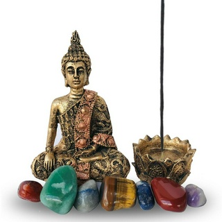 Cantinho Zen Buda Hindu Tibetano Incensario + Pedra 7 Chakras Meditacao Decorativo