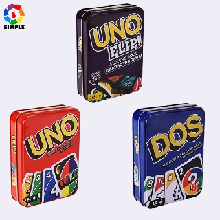 Uno Wild / Uno Flip / Dos Game Caixa De Ferro Clássico