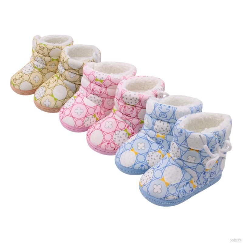 BOBORA Sapatos De Algodão Para Bebê Recém-Nascido Estampa Lateral Com Laço (1)