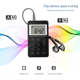 J2-Am Mini Rádio Digital Portátil De Bolso Fm / Rádio Am Fm Estéreo Com Bateria Recarregável Display Lcd E Fone De Ouvido Para Caminhada