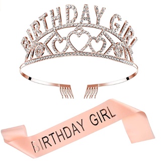 Festa de aniversário Birthday girl vestir deusa coroa alça de ombro adereços de fita de etiqueta de aniversário