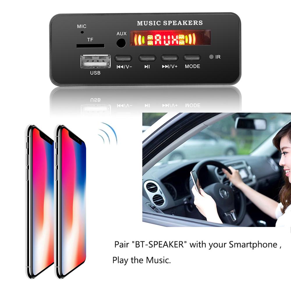 DC 12V Bluetooth 5.0 Car Kit MP3 Decoder Card Audio Module USB TF FM Radio AUX Hands-free MP3 Player For Car (6)