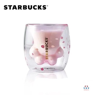 Starbucks Copo De Vidro Sakura Rosa Formato Em Forma De Gato 6oz / 170ml Copo De Leite Isolado Presente Do Amante (2)