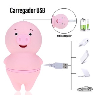 PORQUINHO VIBRADOR masturbador feminino com simulador de língua - 6 modos de vibração Carregamento USB (6)
