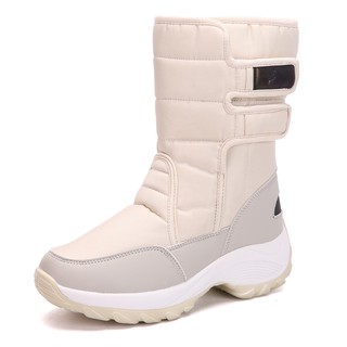 Botas de neve grandes de inverno para mulheres sapatos impermeáveis ​​de pele de cano alto e sapatos de algodão quentes de veludo para mulheres (7)