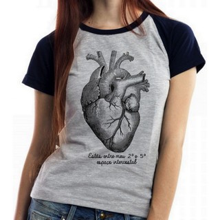Camiseta Baby Look Blusa Feminina Coração Enfermagem Medicina
