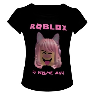 camiseta blusa preta infantil menina roblox personalizado
