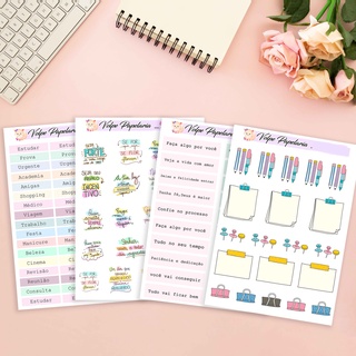 Cartelas adesivas( 50 opções ) para escolher - decoração de planner - agenda - bujo - adesivo - kawaii