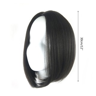 VIP Peruca sintética feminina preta curta na frente do cabelo reto Bob peruca resistente ao calor para festa cosplay (7)
