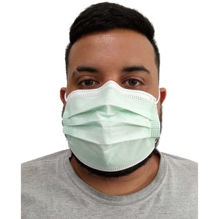 Máscara Descartável De Proteção Facial Tripla Camada Caixa Com 50 Unidades Verde