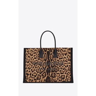 Yves Saint Laurent YSL (Laurennt) Bolsa tote De Tecido Com Estampa De Leopardo Autêntico Rive Gauche