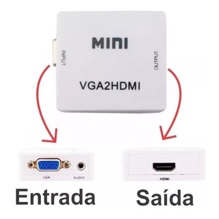 Mini Adaptador Conversor VGA para HDMI Transmite Áudio e Vídeo (VGA2HDMI)